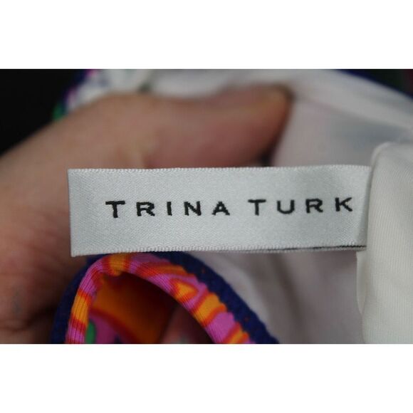 Trina Turk Swimsuit Bikini Top Bra size 10 Tropical Escape Ruffle - Picture 8 of 8